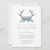 Invitation Aquarelle Antlers et Mariage campagnard Echeveria (Devant)