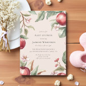 Invitation Aquarelle Apple Blossom Baby shower avec code QR