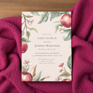 Invitation Aquarelle Apple Blossom Baby shower avec code QR