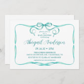 Invitation Aquarelle Aqua  Baby shower (Devant / Derrière)