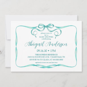 Invitation Aquarelle Aqua  Baby shower