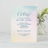 Invitation Aquarelle Aqua Rose Jaune Tie Dye Ombre (Debout devant)