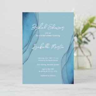 Invitation Aquarelle aquamarine Fête des mariées bleu océan
