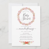 Invitation Aquarelle Aquarelle Fleur sauvage Baby shower (Devant)