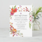 Invitation Aquarelle Aquarelle Fleur sauvage Bat mitzvah (Debout devant)