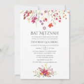 Invitation Aquarelle Aquarelle Fleur sauvage Bat mitzvah (Devant)