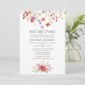 Invitation Aquarelle Aquarelle Fleur sauvage Bat mitzvah (Debout devant)