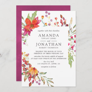 Invitation Aquarelle Aquarelle Fleur sauvage Mariage