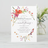 Invitation Aquarelle Aquarelle Fleur sauvage Sainte Communion (Debout devant)