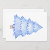 Invitation Aquarelle Arbre de Noël bleu hiver (Devant / Derrière)