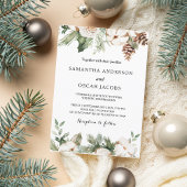 Invitation Aquarelle Arbre Vert Pin et Fleurs Blanches d'Hive