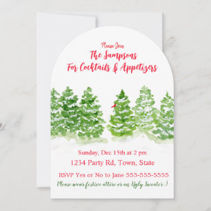 Invitation Aquarelle Arbres d'hiver PERSONNALISER Arc