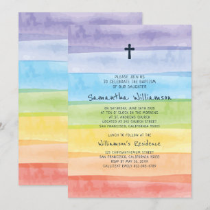Invitation Aquarelle arc-en-ciel
