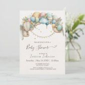 Invitation Aquarelle arc-en-ciel Air Baby shower Invitat (Debout devant)