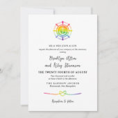 Invitation Aquarelle arc-en-ciel Ancre Nautical LGBT Mariage (Devant)
