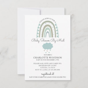 Invitation Aquarelle Arc-en-ciel Bleu bébé Douche garçon par