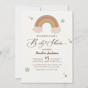 Invitation Aquarelle arc-en-ciel Boho Sexe Baby shower neutre
