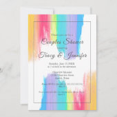 Invitation Aquarelle arc-en-ciel Elegant LGBT Couples Douche (Devant)