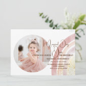 Invitation Aquarelle arc-en-ciel mignonne Photo 1er anniversa (Debout devant)