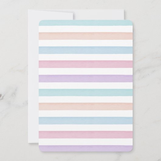 Invitation Aquarelle arc-en-ciel pastel bébé saupoudrée (Dos)