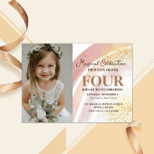 Invitation Aquarelle arc-en-ciel photo 4e anniversaire