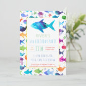 Invitation Aquarelle arc-en-ciel Poisson sous la mer Annivers (Debout devant)