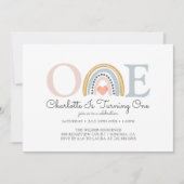 Invitation Aquarelle Arc-en-ciel premier anniversaire (Devant)