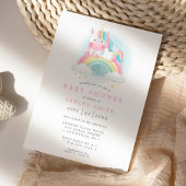 Invitation Aquarelle arc-en-ciel Unicorn Baby shower fille ro