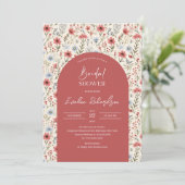 Invitation Aquarelle arc tendance corail bleu poussiéreux fle (Debout devant)