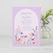 Invitation Aquarelle Arch Baby shower papillon floral (Debout devant)