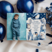Invitation Aquarelle Arctic Animaux Hiver Anniversaire des en