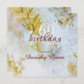 Invitation Aquarelle Argent & Or Feuilles Anniversaire (Devant / Derrière)