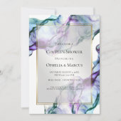 Invitation Aquarelle argentée Abstraite Indigo (Devant)