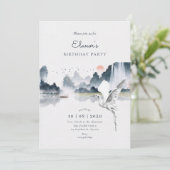 Invitation Aquarelle art paysage naturel anniversaire (Debout devant)