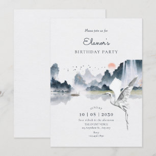 Invitation Aquarelle art paysage naturel anniversaire