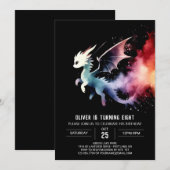 Invitation Aquarelle Artistic Dragon Anniversaire (Devant / Derrière)