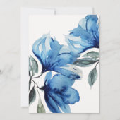 Invitation Aquarelle artistique bleu Indigo Floral (Dos)