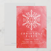 Invitation Aquarelle artistique Flocon de neige Fête de Noël  (Devant / Derrière)