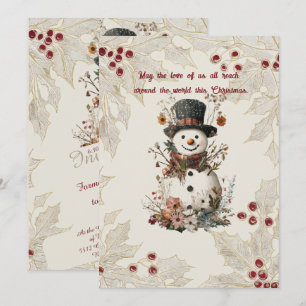 Invitation Aquarelle artistique Snowman Beige Floral