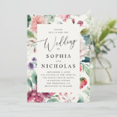 Invitation Aquarelle asiatique boho floral. Mariage de Bohême (Debout devant)