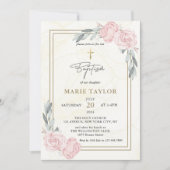 Invitation Aquarelle assez neutre Baptême floral (Devant)