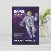 Invitation Aquarelle astronaute dans l'espace avec étoiles et (Debout devant)