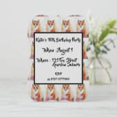 Invitation aquarelle au renard rouge mignon pour 1 (Debout devant)