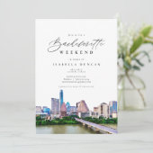 Invitation Aquarelle Austin, Texas City Skyline Destination (Debout devant)