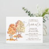Invitation Aquarelle Automne dans le Mariage du parc (Debout devant)