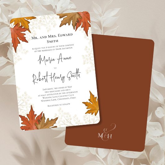 Invitation Aquarelle Automne Élégant Mariage élégant