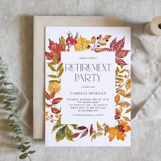 Invitation Aquarelle Automne Feuilles Frame Retraite