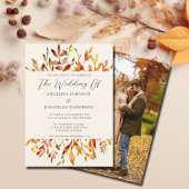 Invitation Aquarelle Automne Feuilles Photo Retour Mariage de