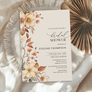 Invitation Aquarelle automne fleur sauvage douche nuptiale