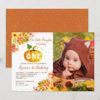 Invitation Aquarelle Automne Floral Citrouille Anniversaire P